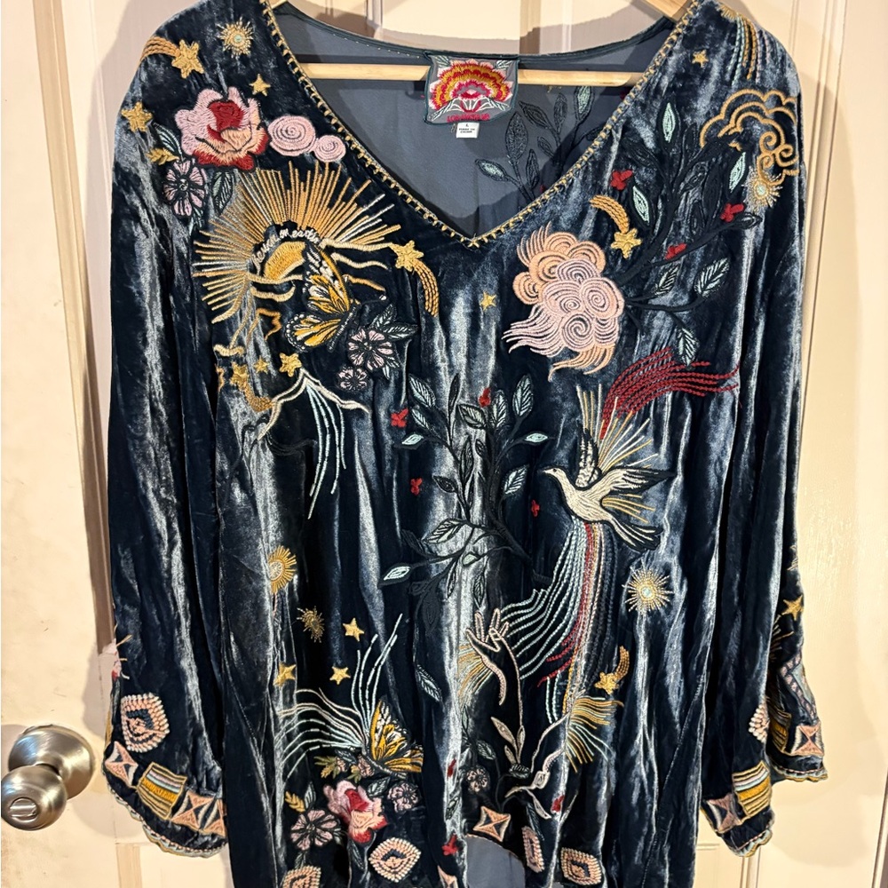 Johnny Was Multicolor Embroidered Blouse